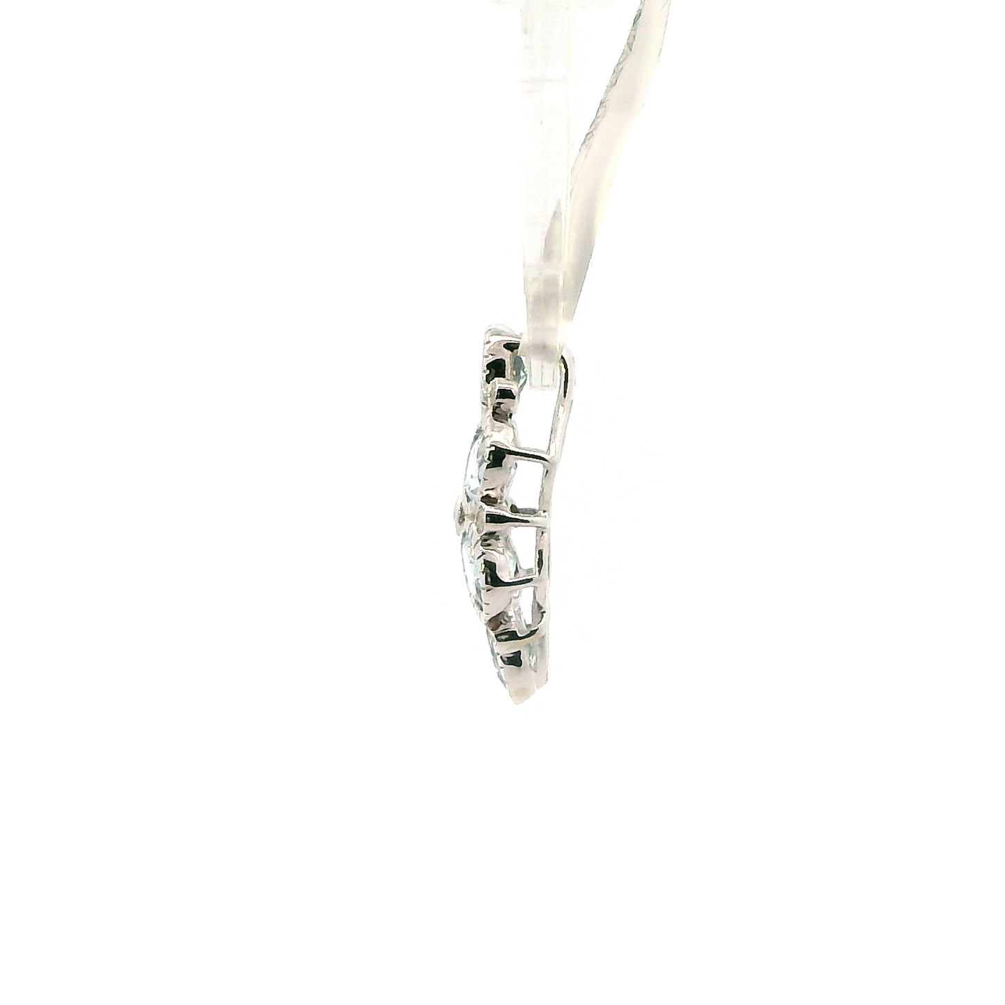 14K White Gold Diamond & Aquamarine Pendant - 0.07ct