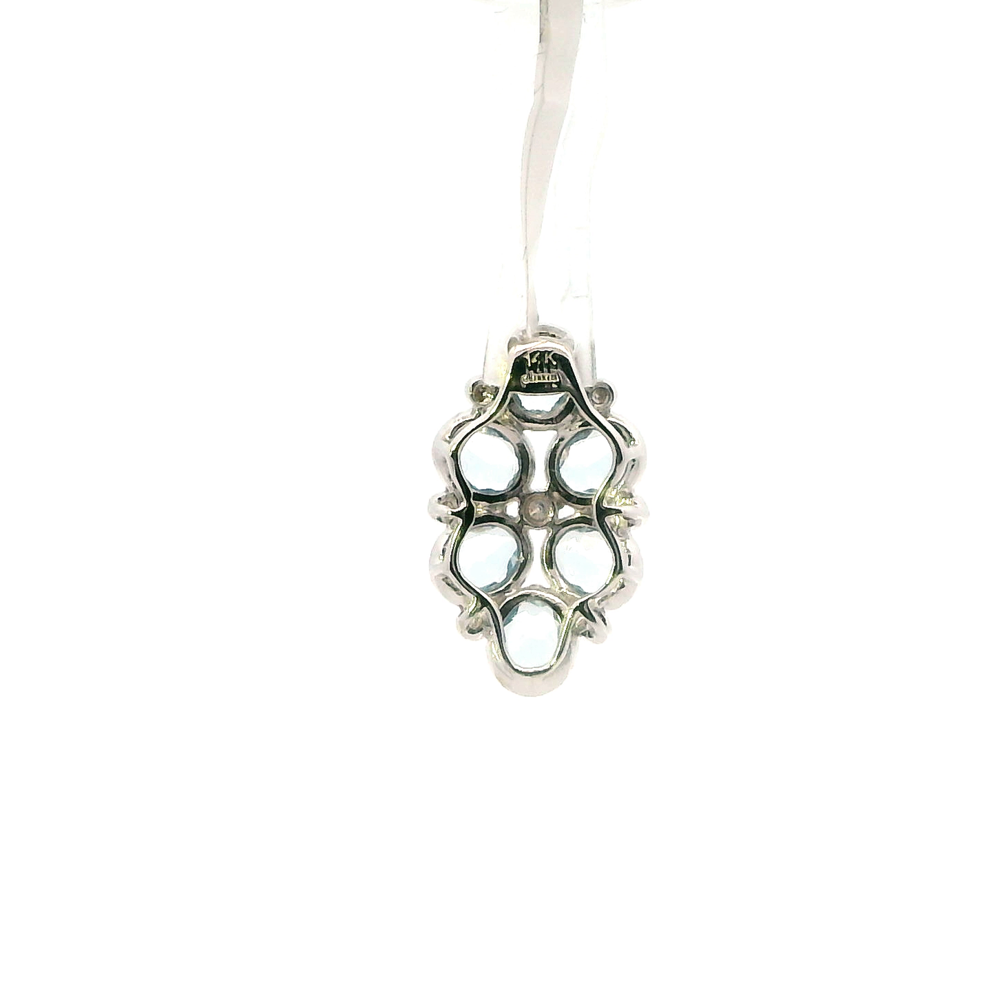 14K White Gold Diamond & Aquamarine Pendant - 0.07ct