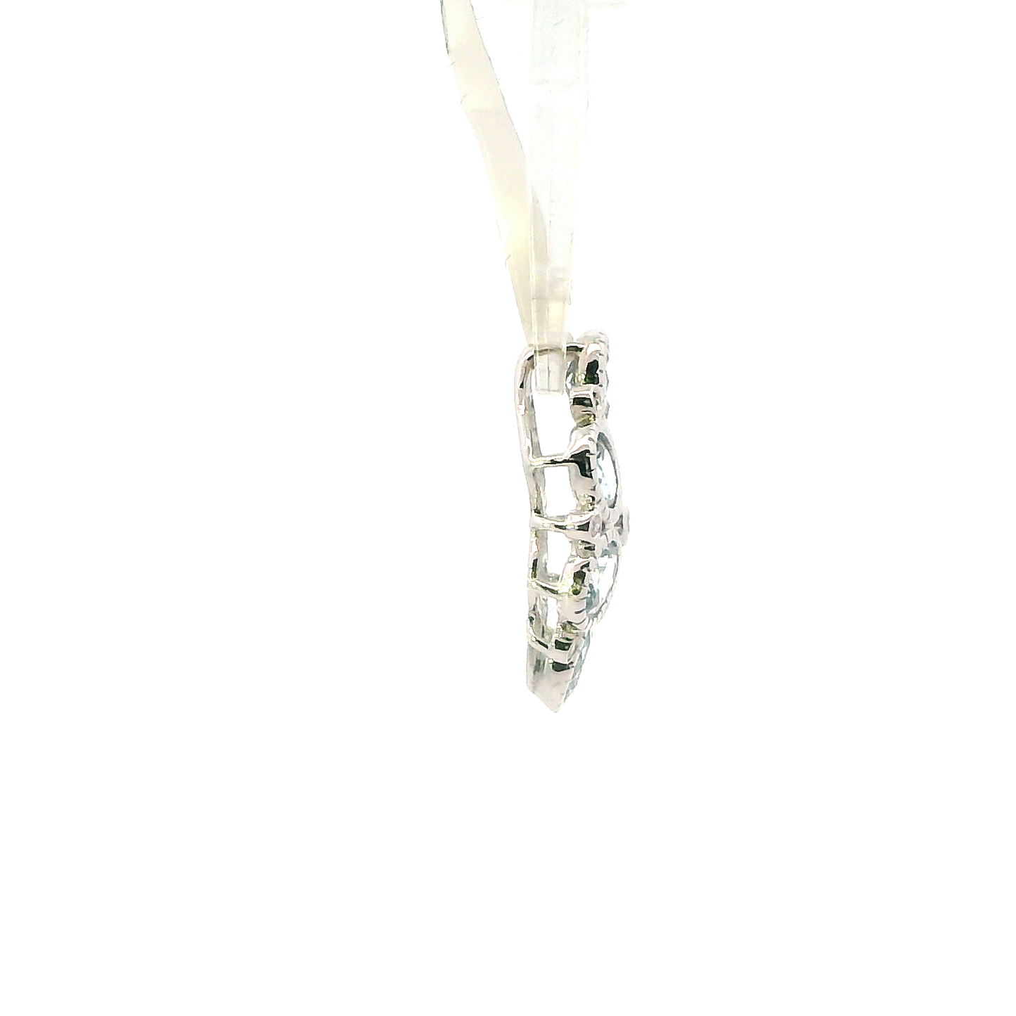 14K White Gold Diamond & Aquamarine Pendant - 0.07ct