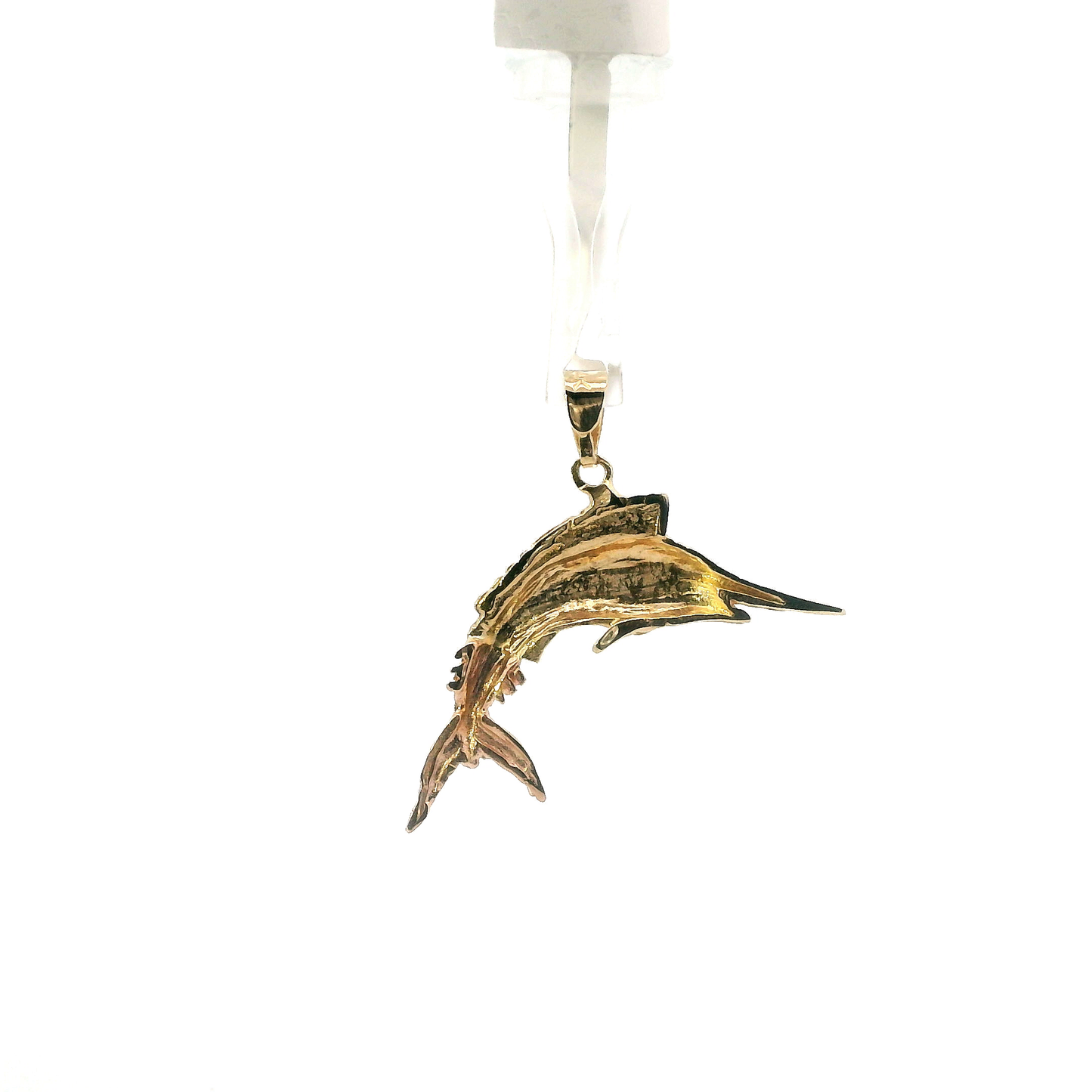 14K Tri Color Gold Swordfish Pendant