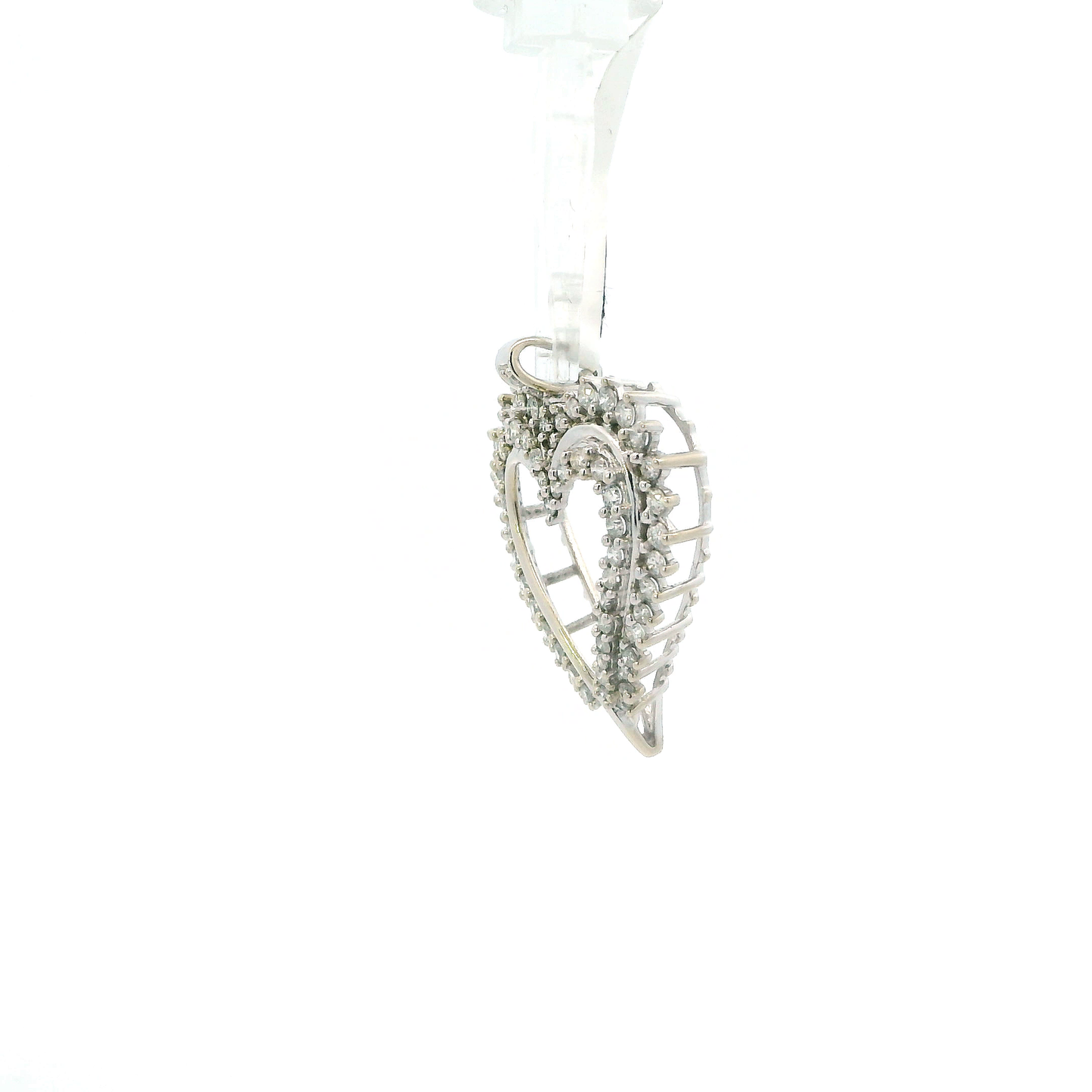 10K White Gold Diamond Heart Pendant -0.87ct