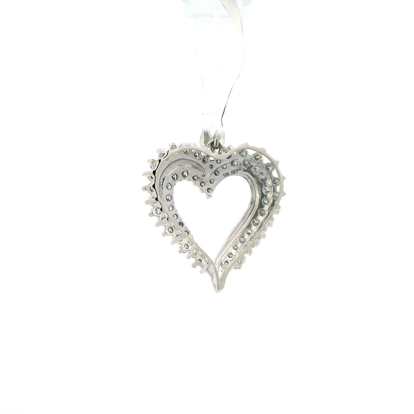 10K White Gold Diamond Heart Pendant -0.87ct
