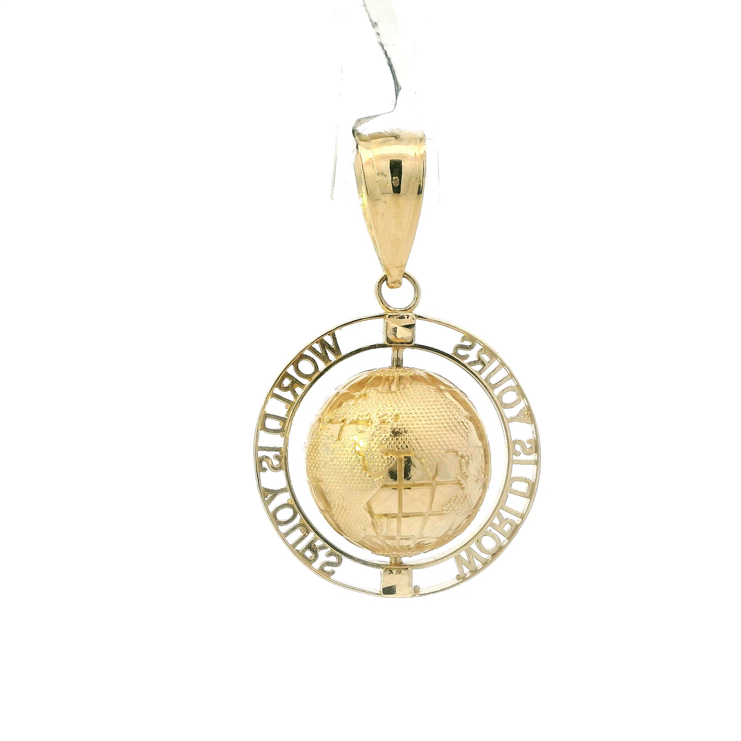 10K Yellow Gold "World Is Yours" Spinning Globe Pendant