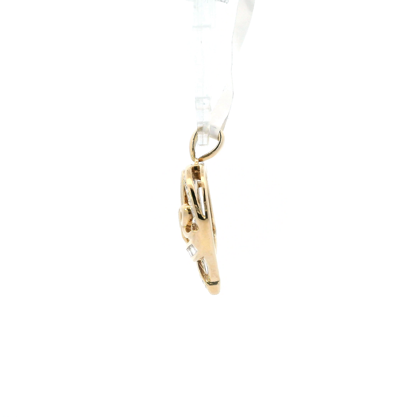 10K Yellow Gold "Love" Diamond Heart Pendant - 0.11ct