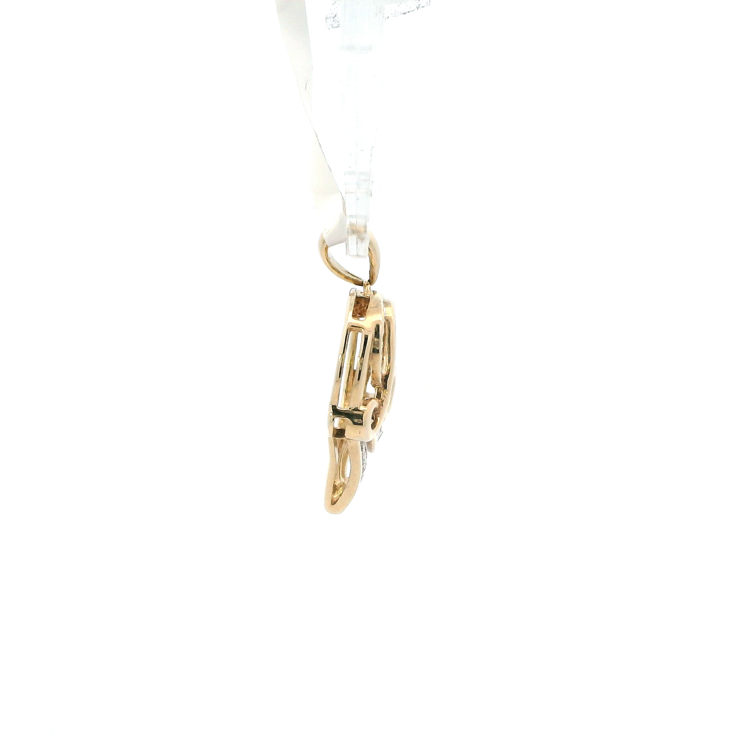 10K Yellow Gold "Love" Diamond Heart Pendant - 0.11ct