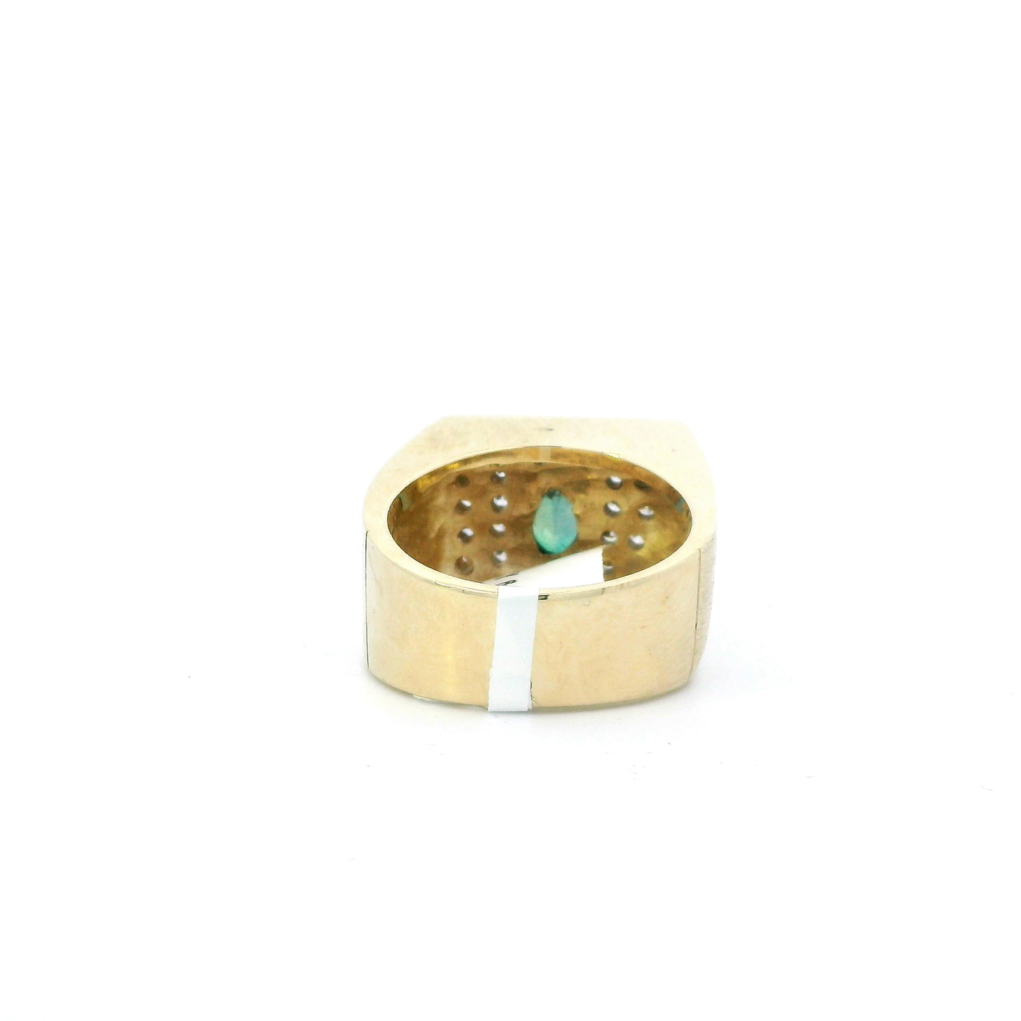 14K Yellow Gold Green Sapphire & Diamond Mens Ring - 0.75ct