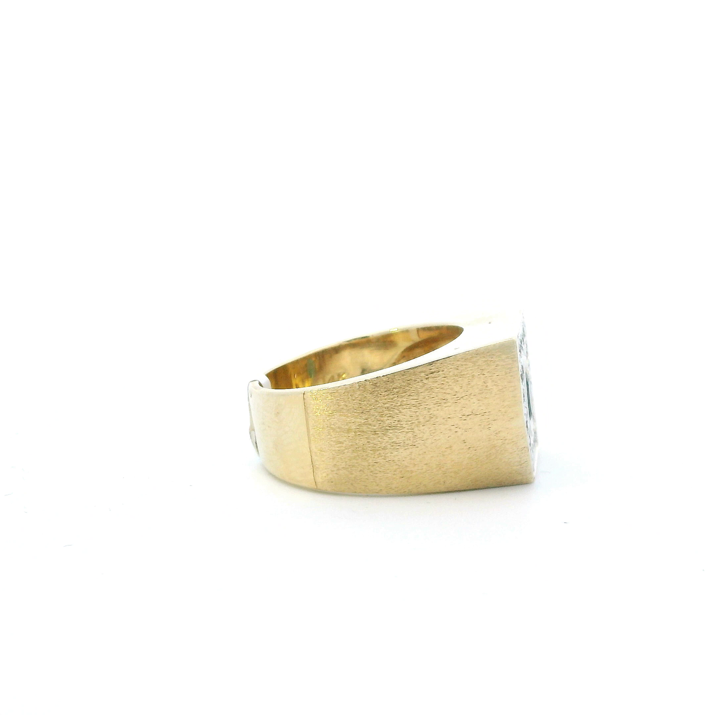 14K Yellow Gold Green Sapphire & Diamond Mens Ring - 0.75ct