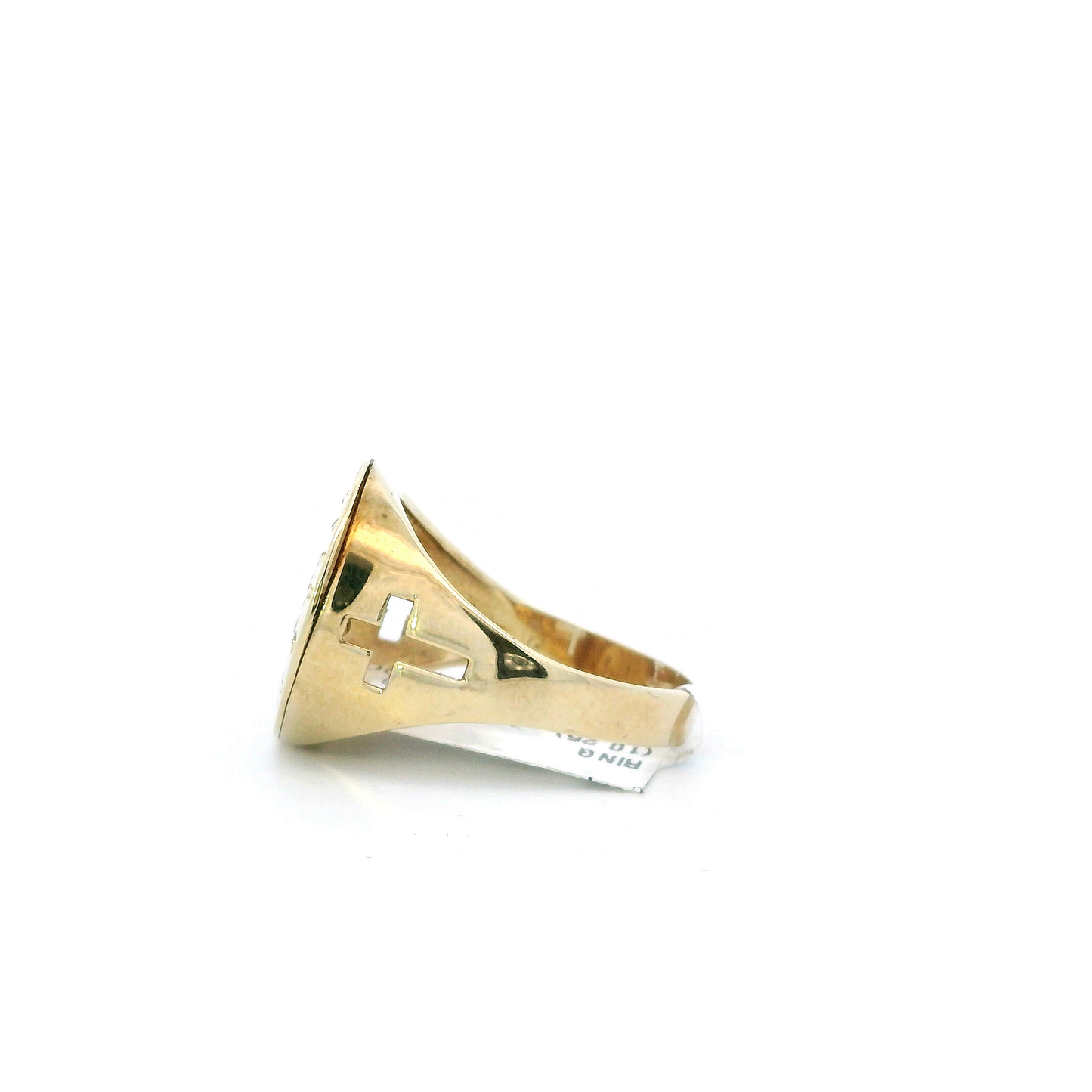 10K Yellow Gold Last Supper Cut Out Cross Ring