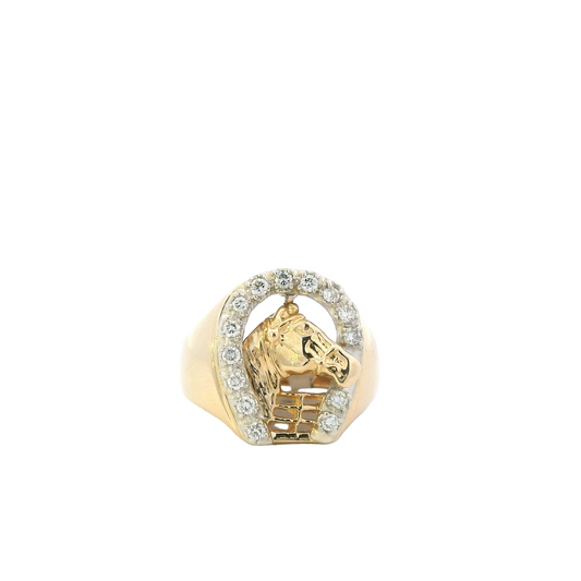 14K Yellow Gold Diamond Horseshoe Ring- 0.44ct