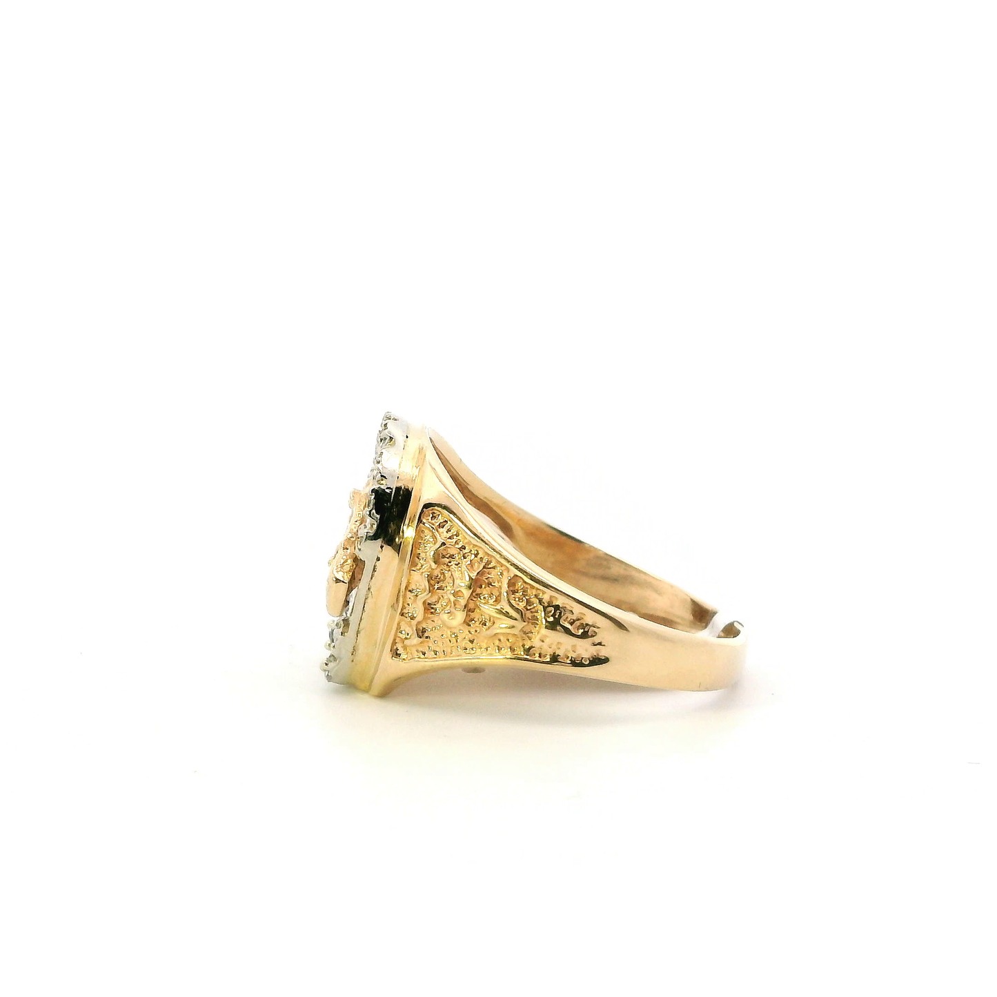 14K Yellow Gold Diamond Horseshoe Mens Ring - 0.49ct
