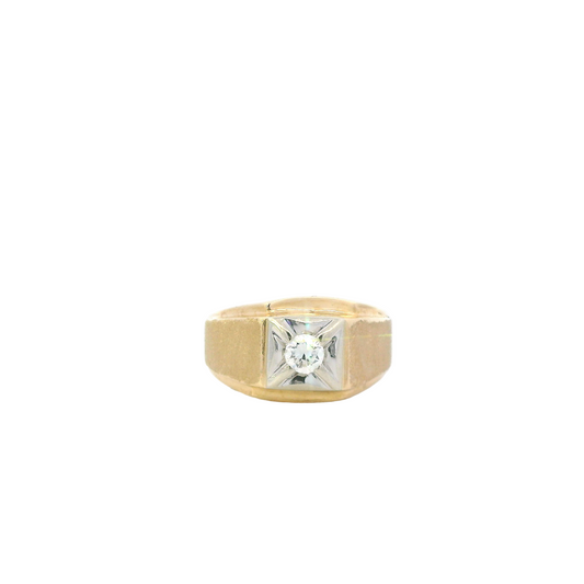 14K Yellow Gold Diamond Mens Ring-0.20ct