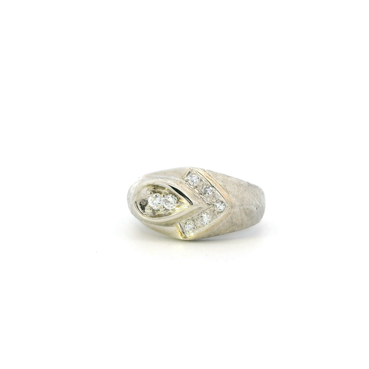 14K White Gold Diamond Mens Ring - 0.18ct