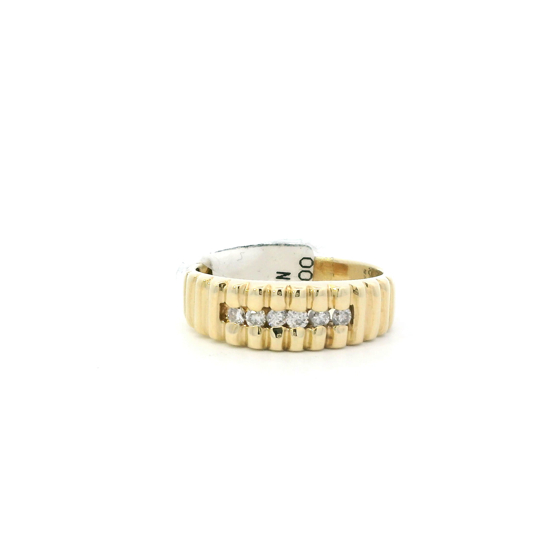 14K Yellow Gold Diamond Ridge Mens ring