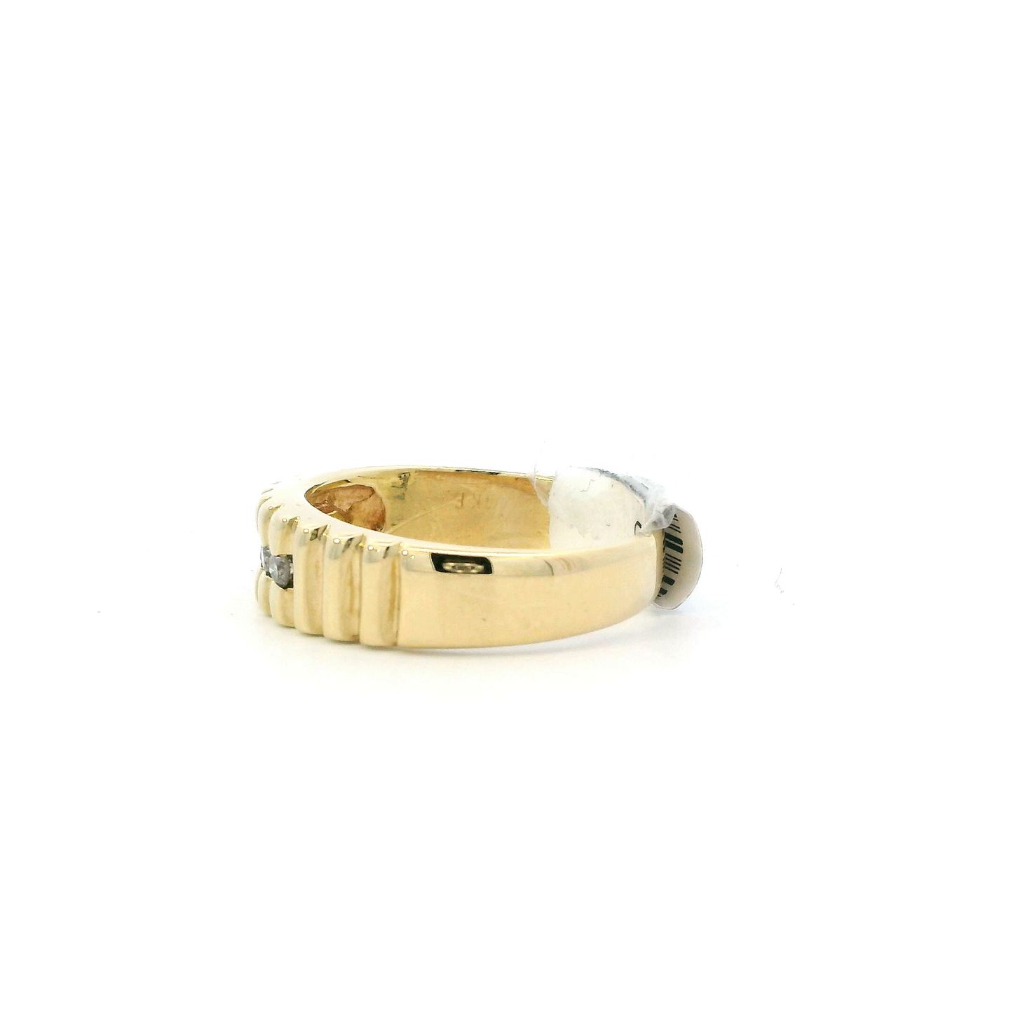14K Yellow Gold Diamond Ridge Mens ring