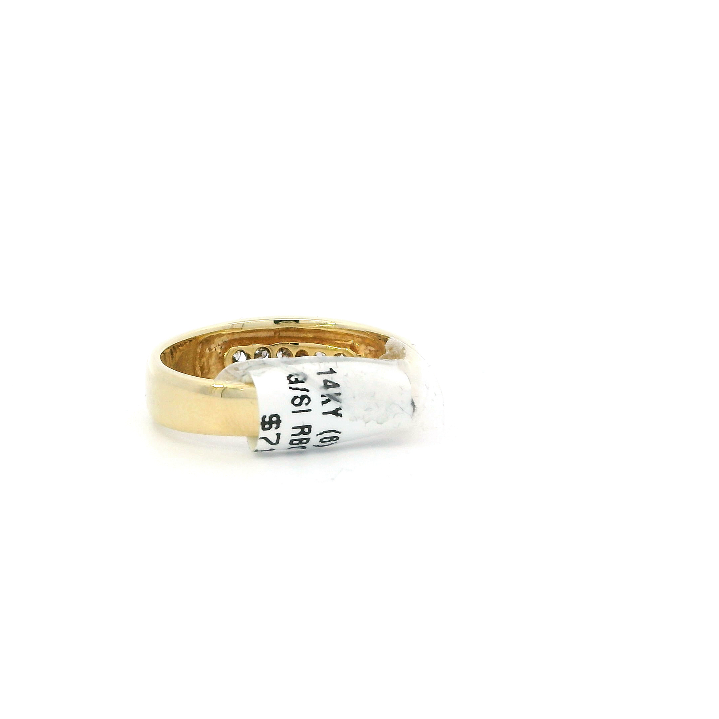14K Yellow Gold Diamond Ridge Mens ring