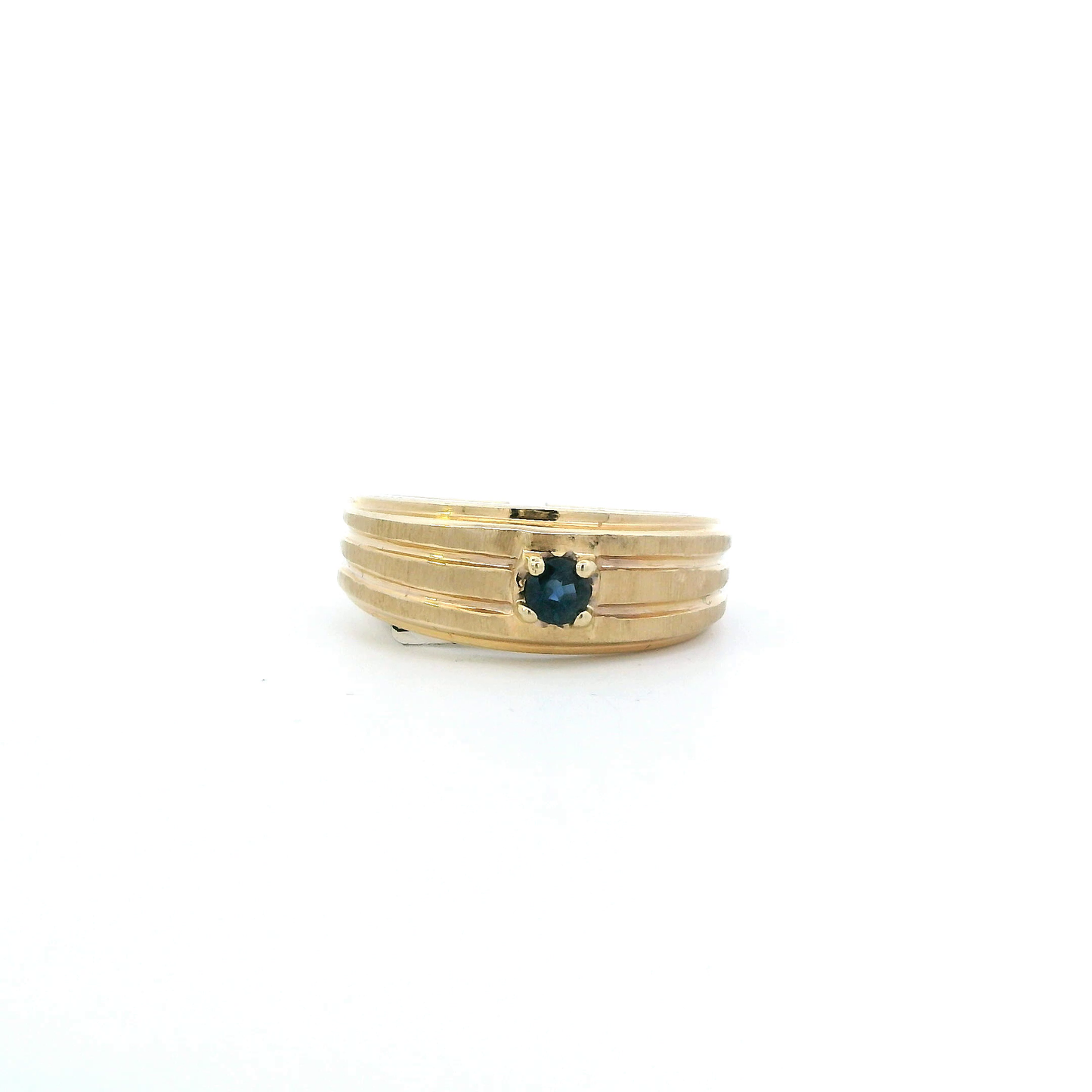 14K Yellow Gold Round Sapphire Ring