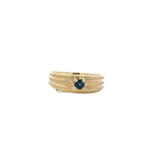 14K Yellow Gold Round Sapphire Ring
