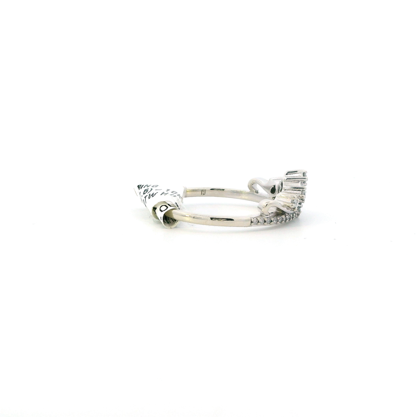 10K White Gold Diamond Womens Crown Ring - 0.13ct