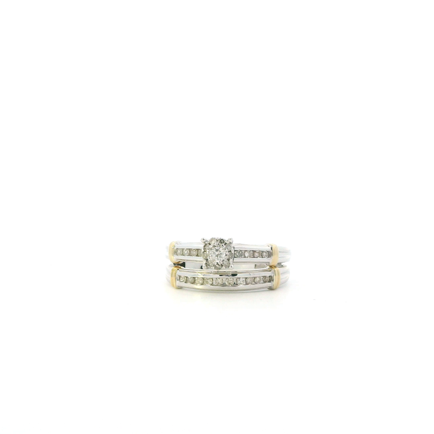 10K White Gold Womens Diamond Engagement & Wedding Ring Set - 0.25ct
