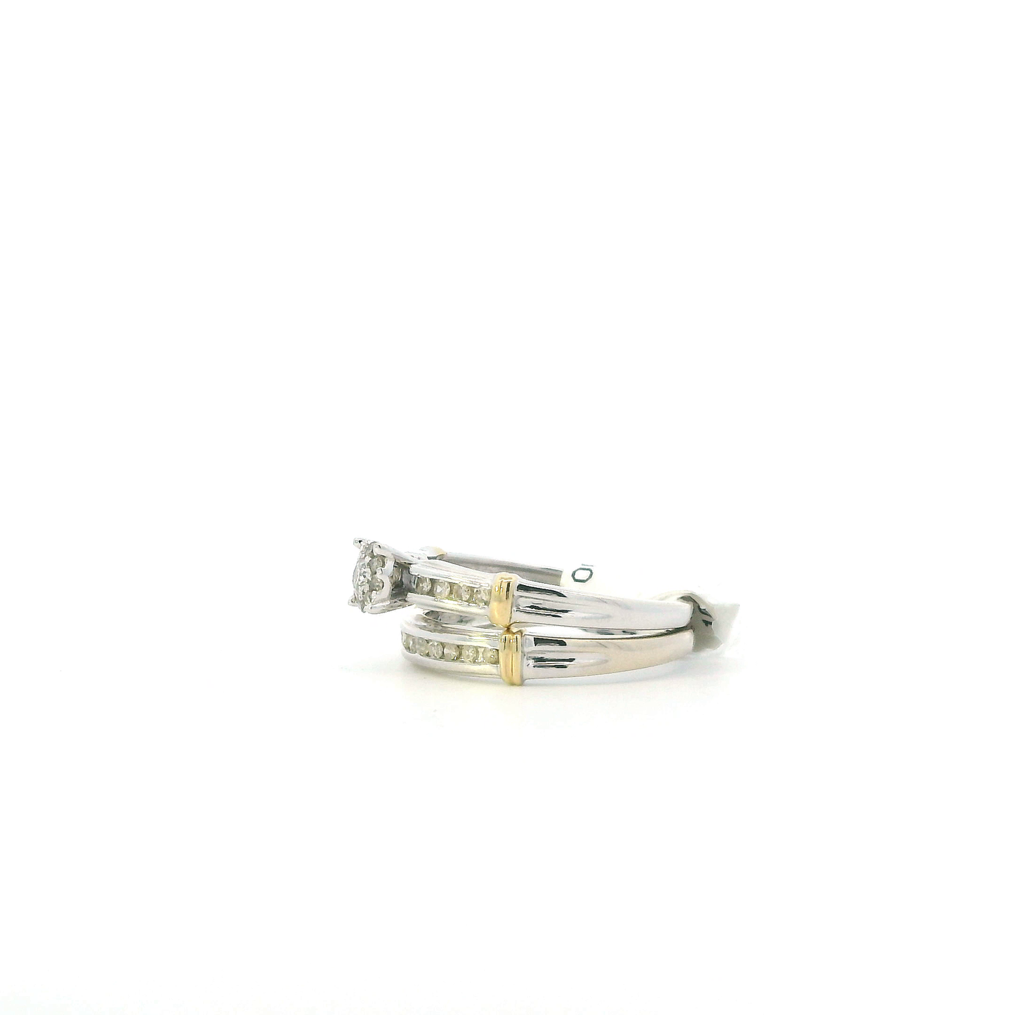 10K White Gold Womens Diamond Engagement & Wedding Ring Set - 0.25ct