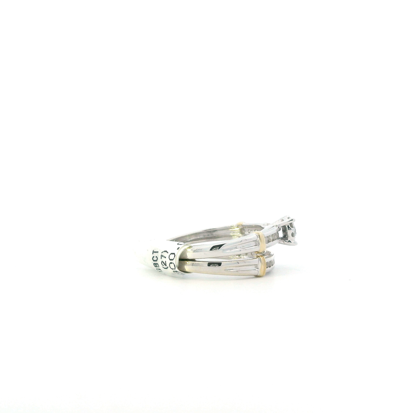 10K White Gold Womens Diamond Engagement & Wedding Ring Set - 0.25ct