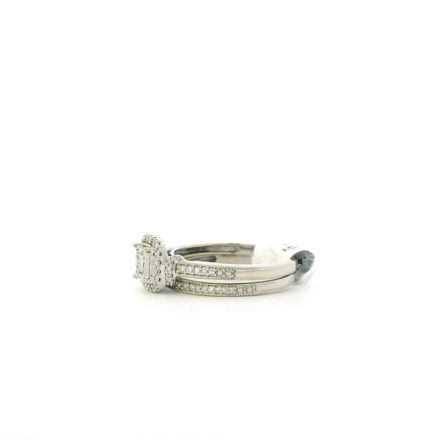 10K White Gold Womens Diamond Engagement & Wedding Ring Set - 0.44ct