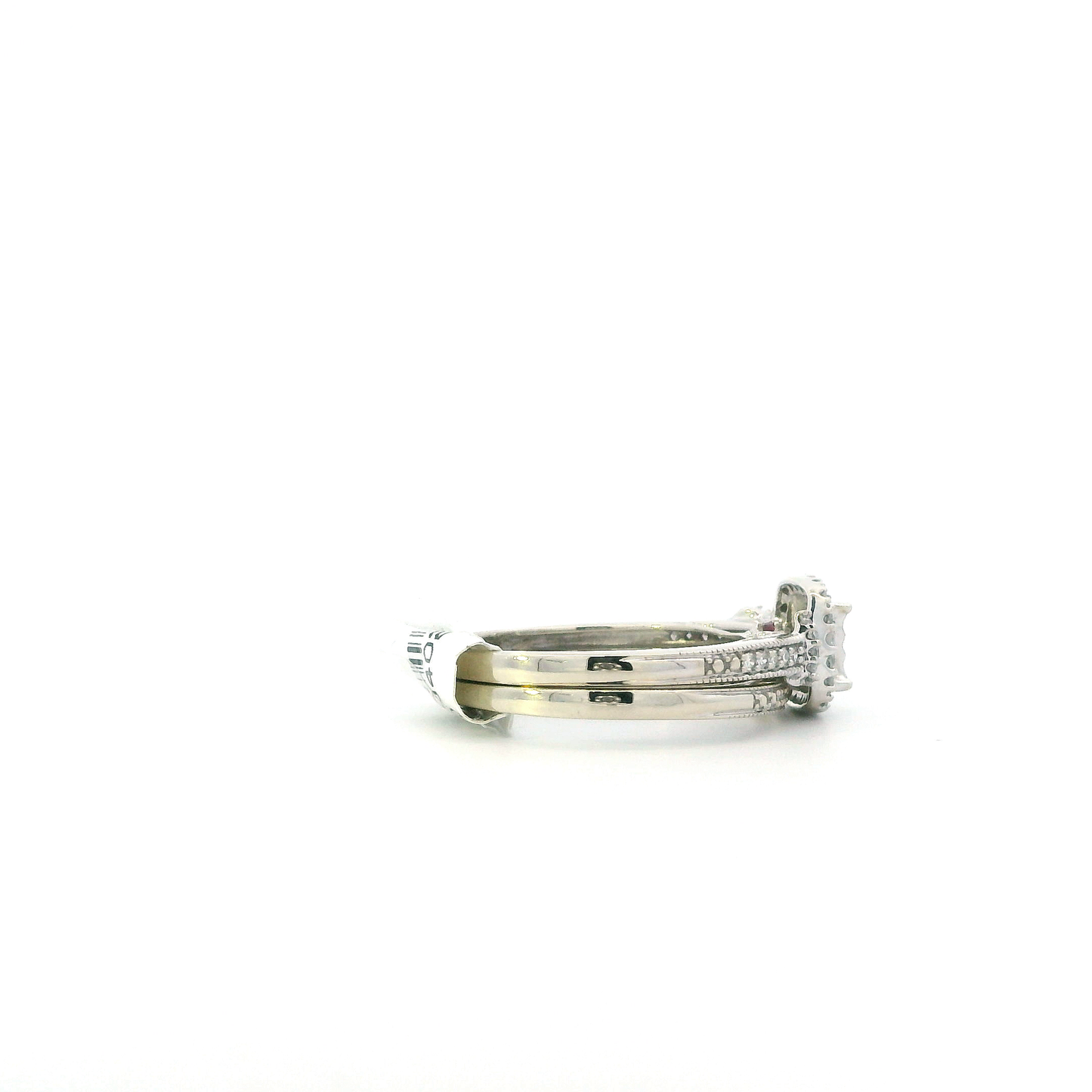 10K White Gold Womens Diamond Engagement & Wedding Ring Set - 0.44ct
