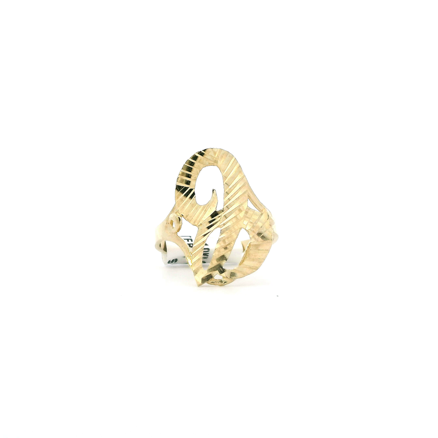 10K Yellow Gold Cursive Letter "C" Ring
