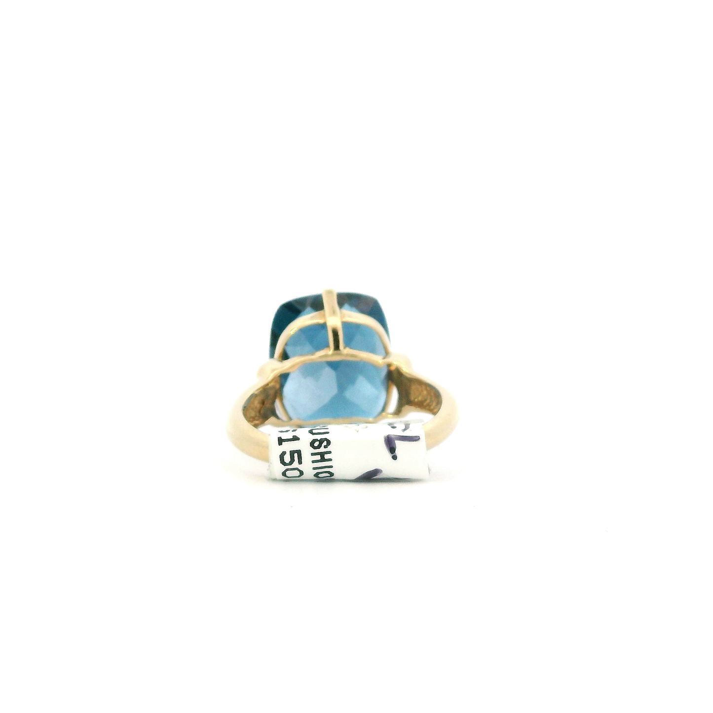 10K Yellow Gold Checkerboard London Blue Topaz