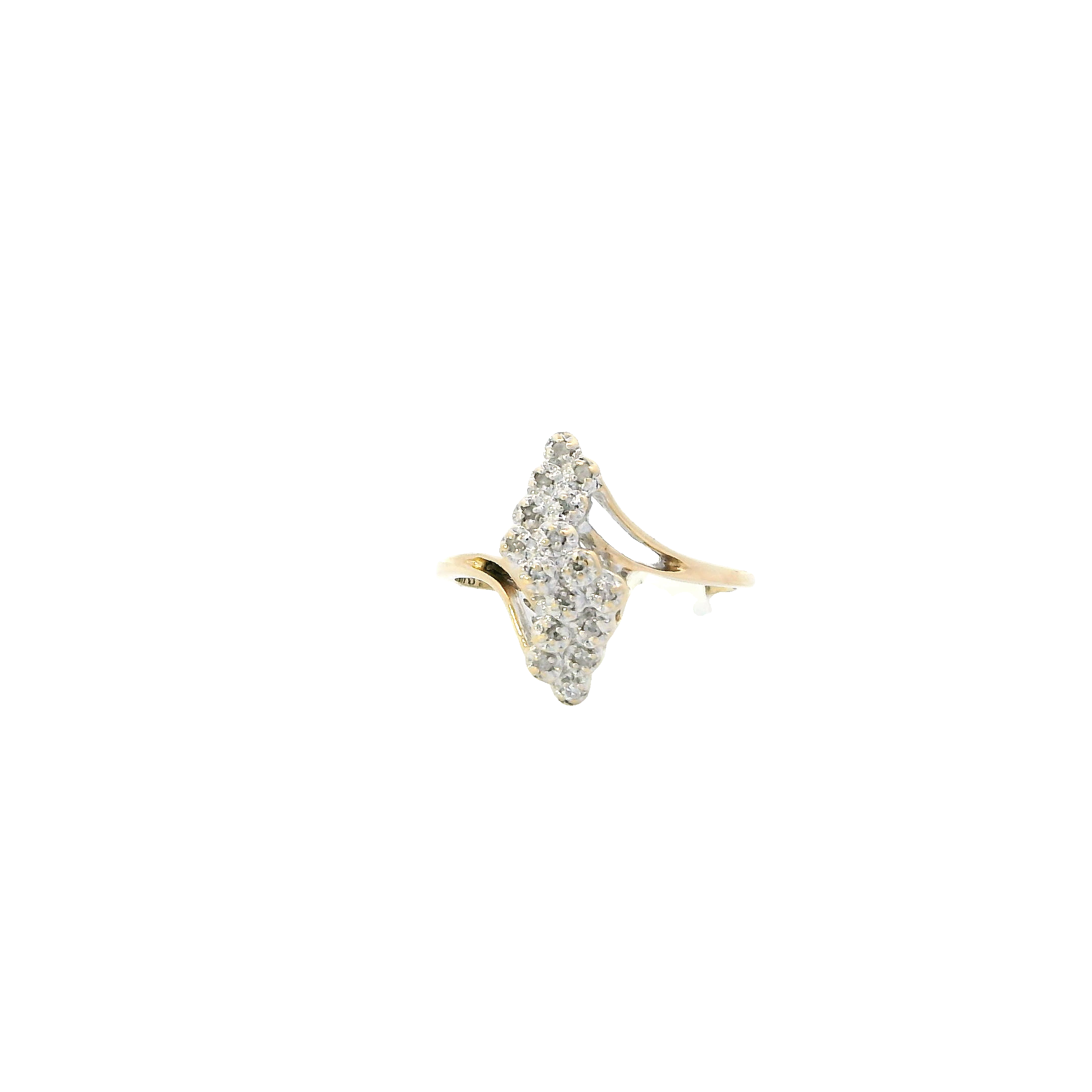 14K Yellow Gold Diamond Cluster Womens Ring - 0.14ct