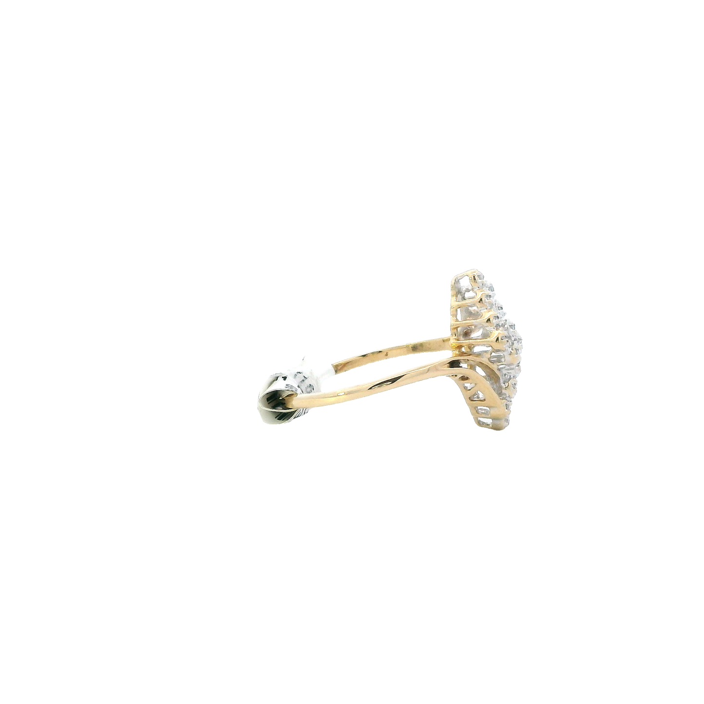 14K Yellow Gold Diamond Cluster Womens Ring - 0.14ct