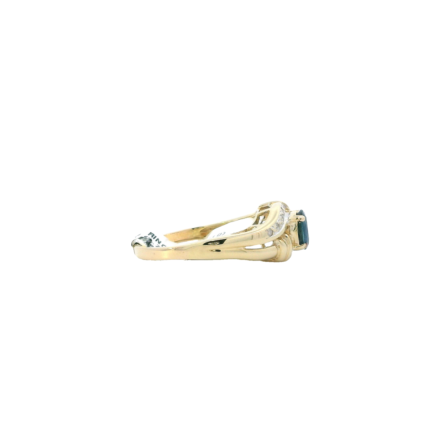 14K Yellow Gold Sapphire & Diamond Womens Ring - 0.06ct