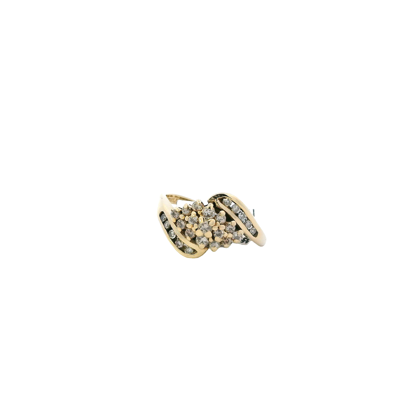 14K Yellow Gold Diamond Cluster Womens Ring - 0.32ct