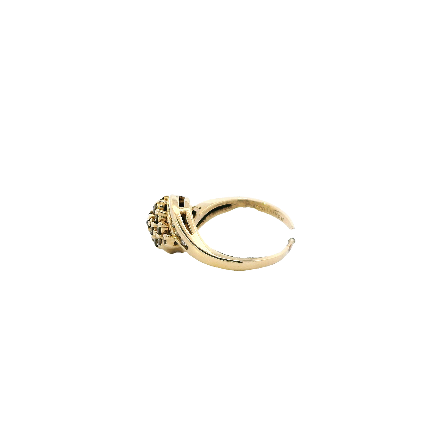 14K Yellow Gold Diamond Cluster Womens Ring - 0.32ct