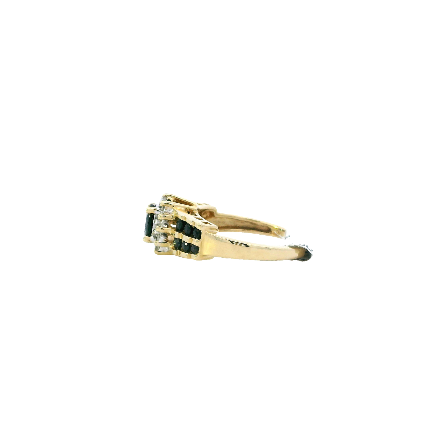 14K Yellow Gold Sapphire & Diamond Womens Ring - 0.08ct