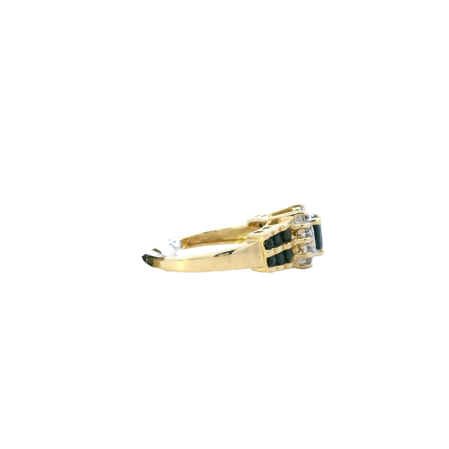 14K Yellow Gold Sapphire & Diamond Womens Ring - 0.08ct