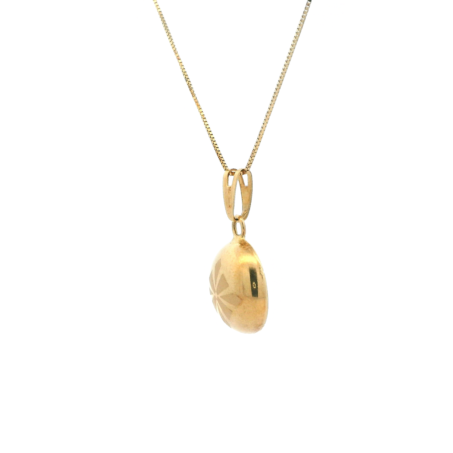 18K Yellow Gold Dome Pendant & 16" Box Chain