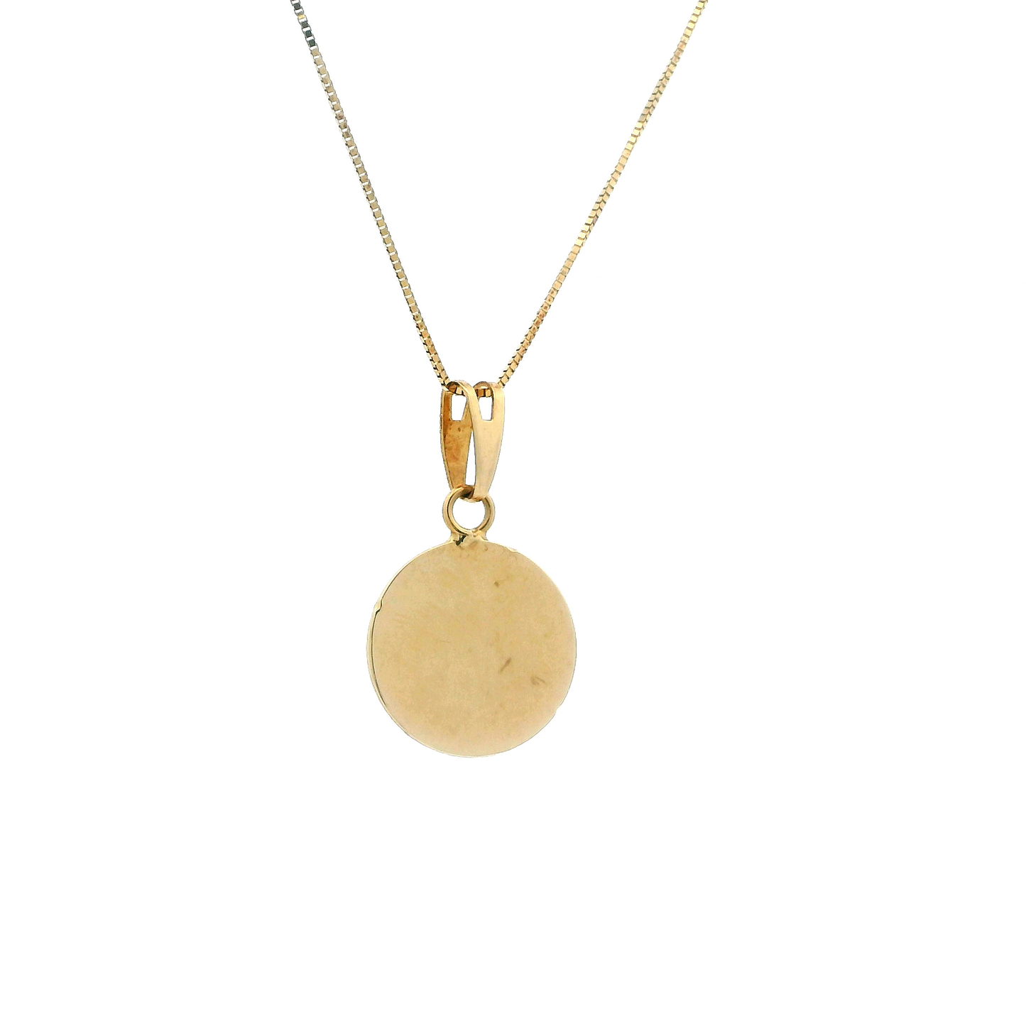18K Yellow Gold Dome Pendant & 16" Box Chain