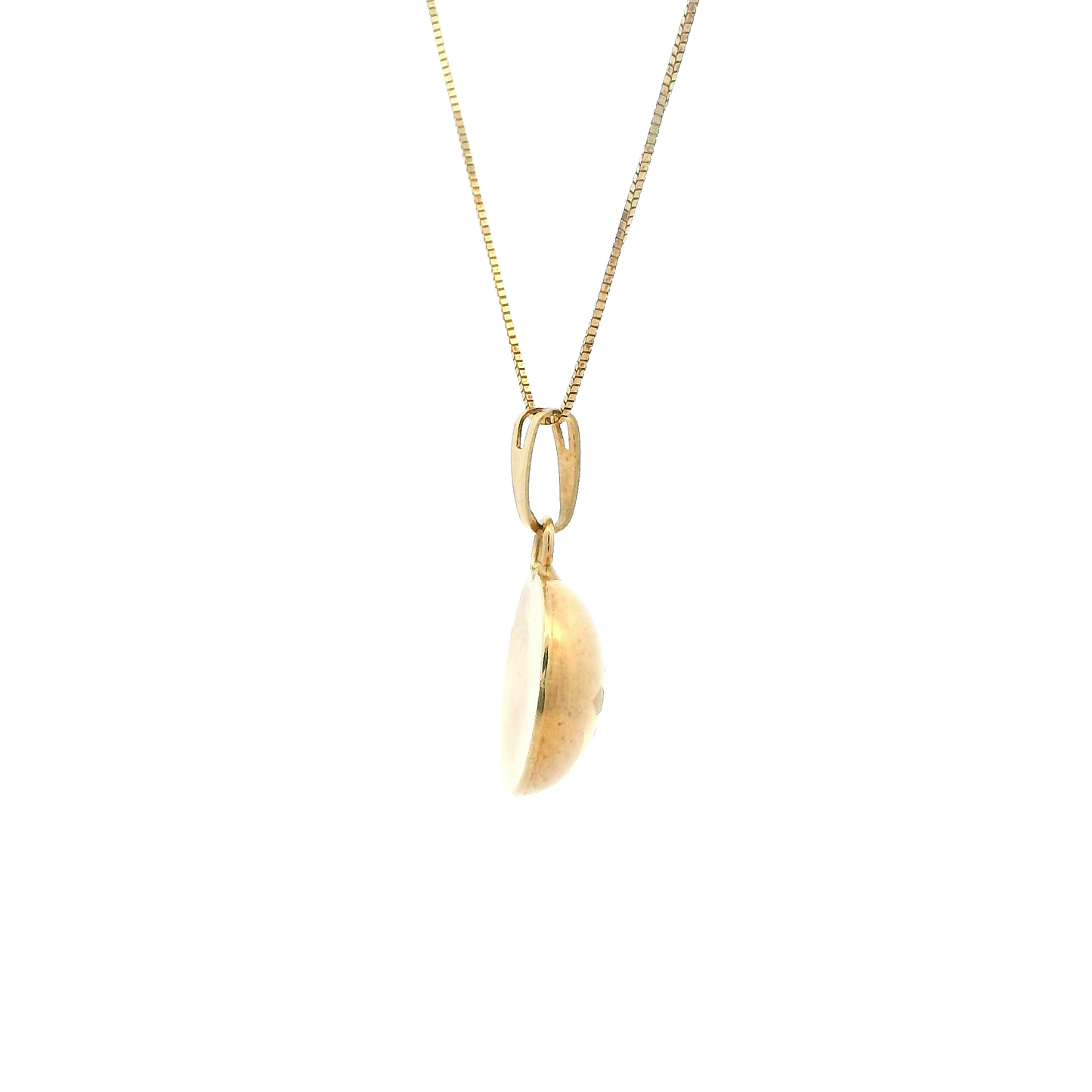18K Yellow Gold Dome Pendant & 16" Box Chain