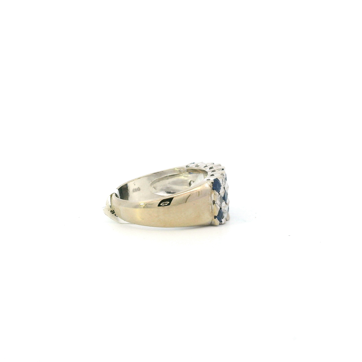 18K White Gold Blue Sapphire & Diamond Womens Ring - 0.60ct