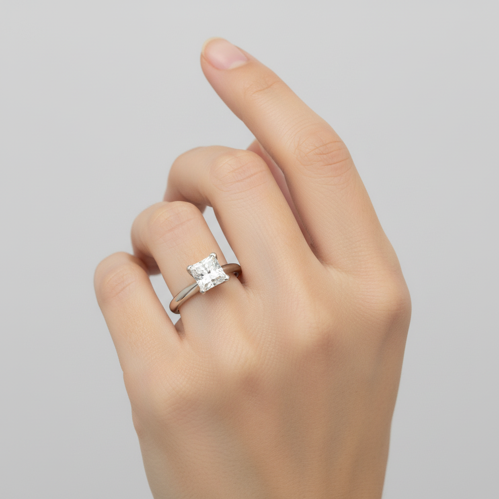 14K White Gold Solitaire Diamond Womens Ring - 1.01ct