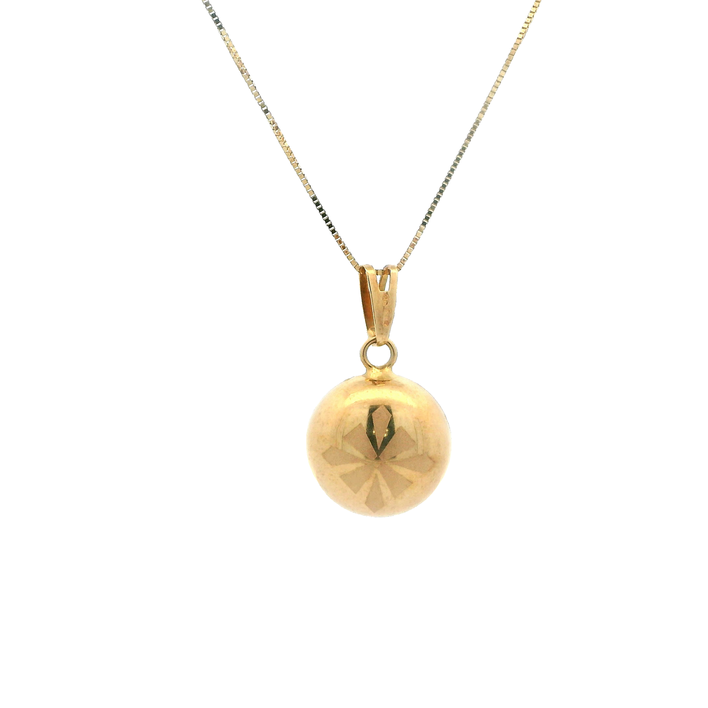 18K Yellow Gold Dome Pendant & 16" Box Chain