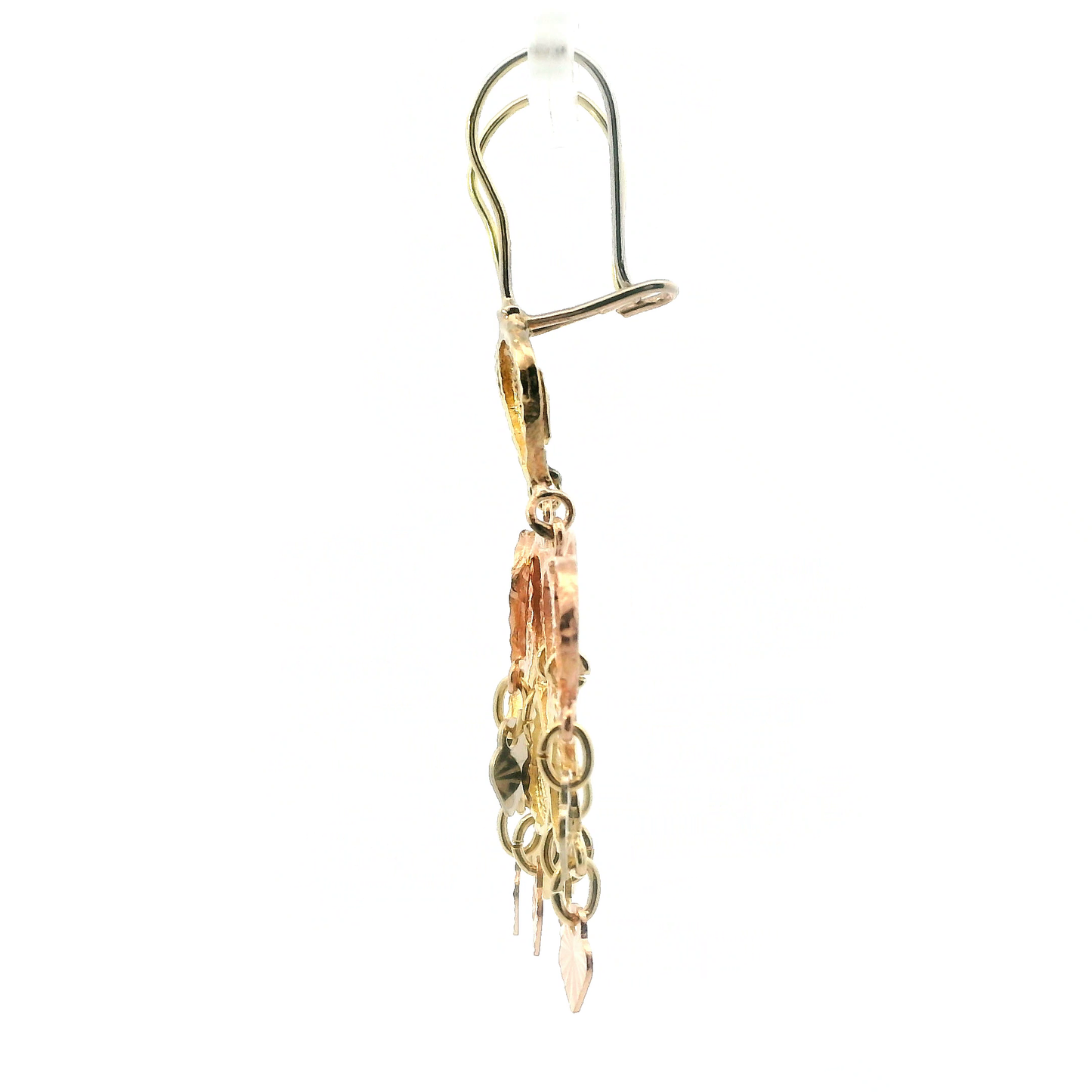 14K Tri Color Gold Chandelier Filigree Earrings