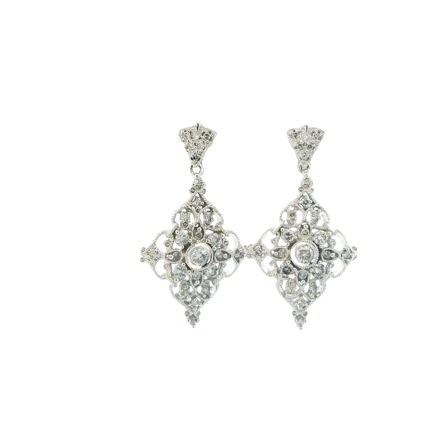 14K White Gold Diamond Chandelier Earrings - 0.64ct