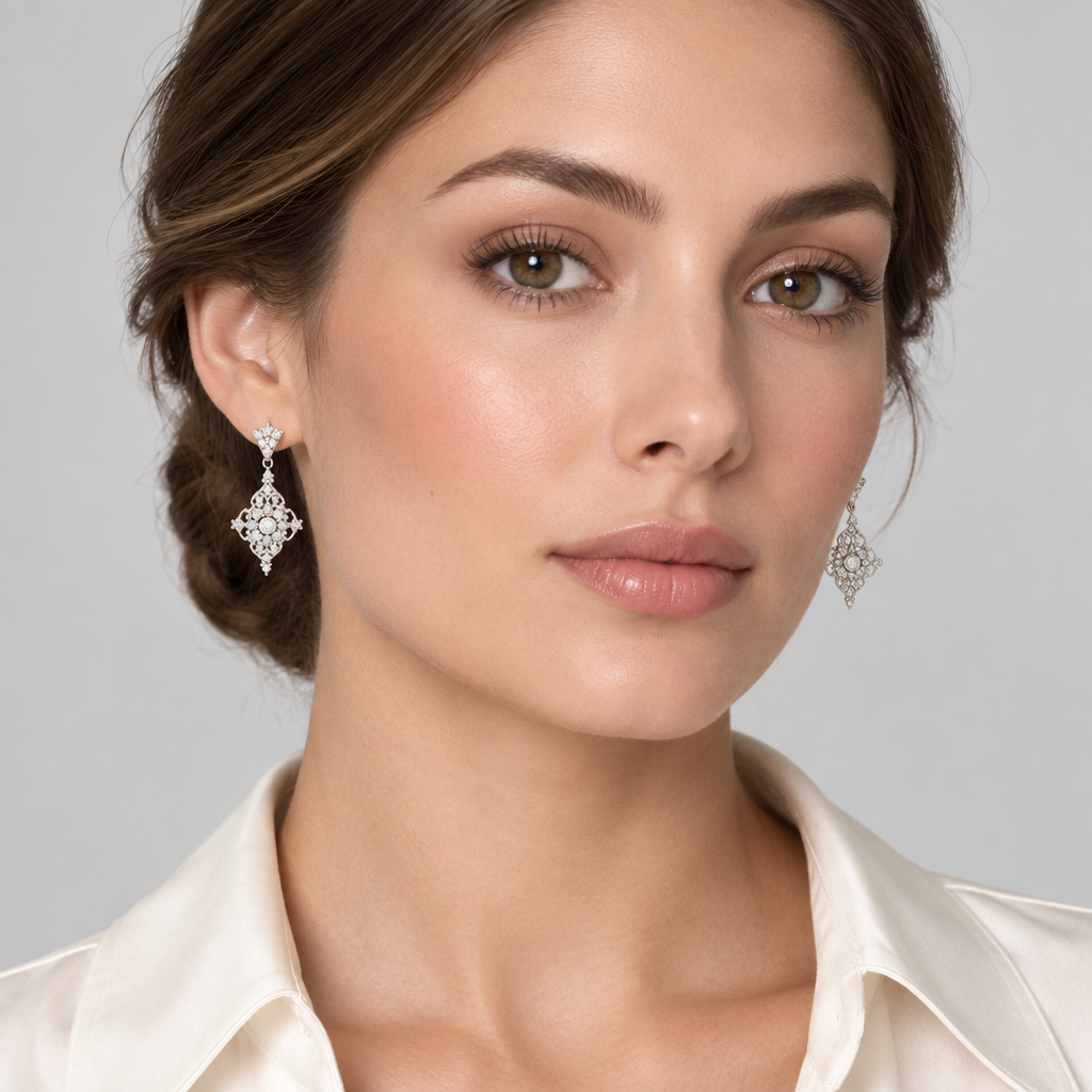 14K White Gold Diamond Chandelier Earrings - 0.64ct