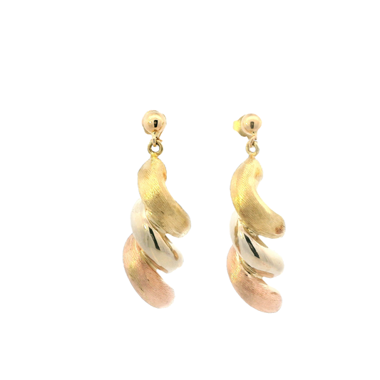 14K Tri Color Gold Marco Dangle Earrings