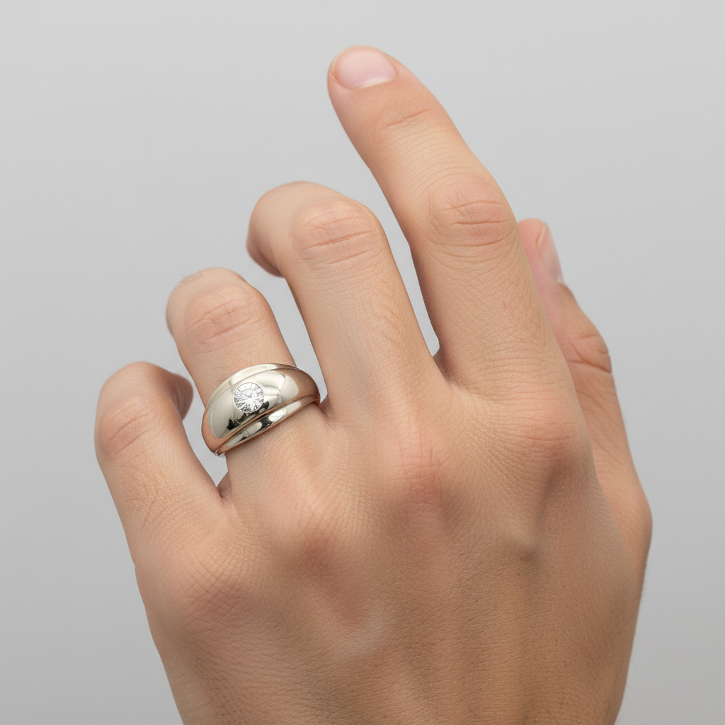 14K White Gold Diamond Mens Ring - 0.71ct