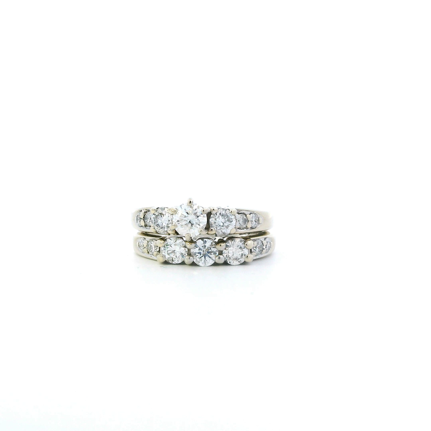 14K Yellow Gold Womens Diamond Engagement & Wedding Ring Set - 1.40ct