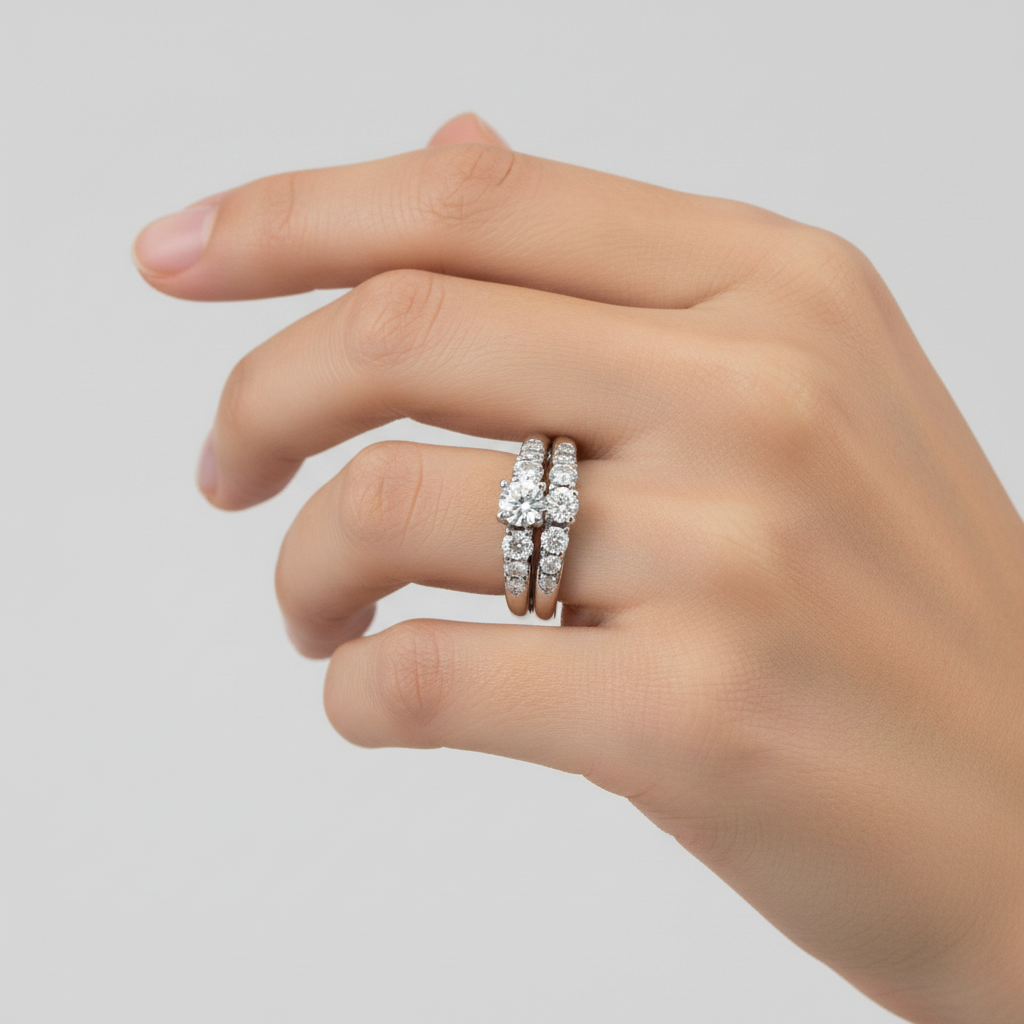 14K Yellow Gold Womens Diamond Engagement & Wedding Ring Set - 1.40ct