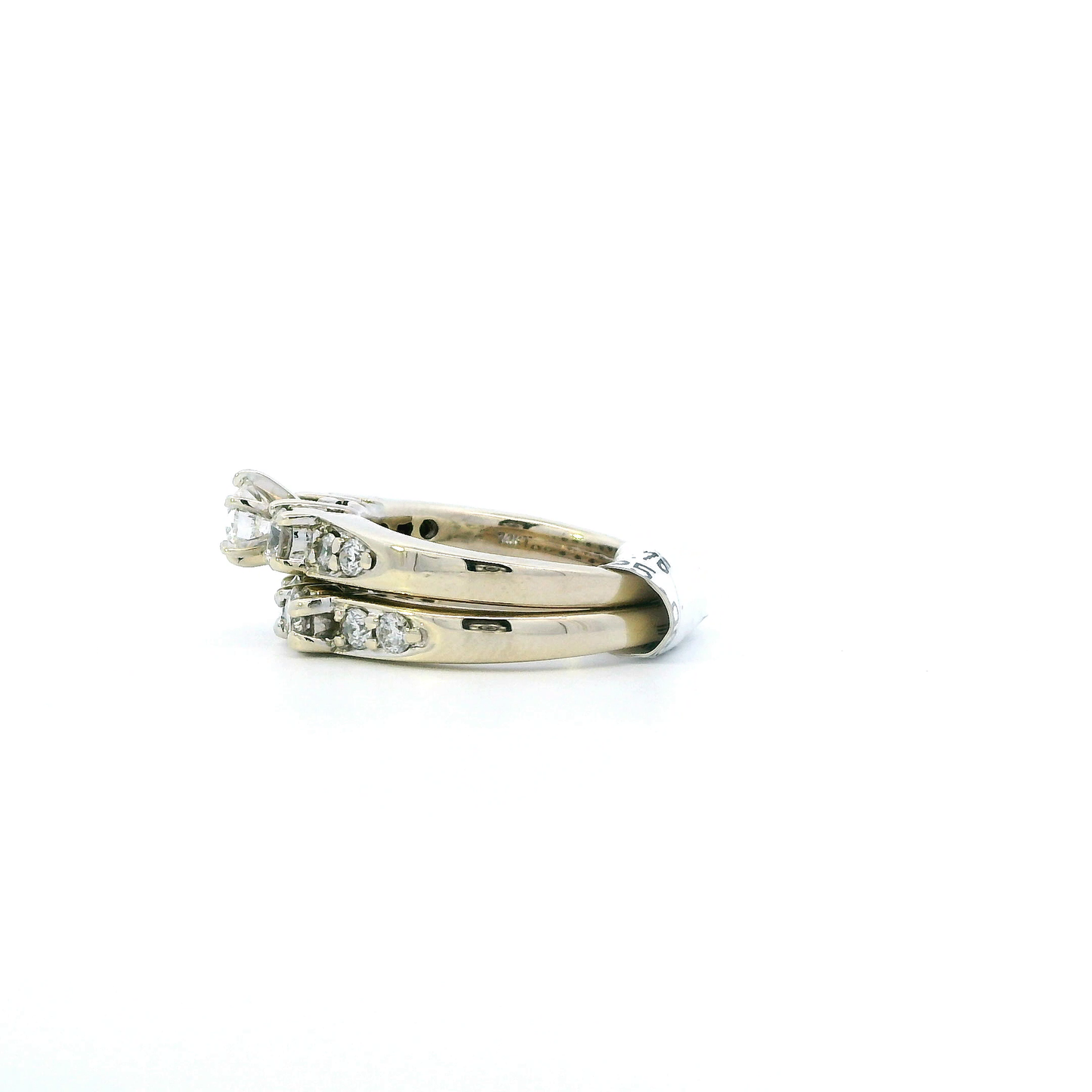 14K Yellow Gold Womens Diamond Engagement & Wedding Ring Set - 1.40ct